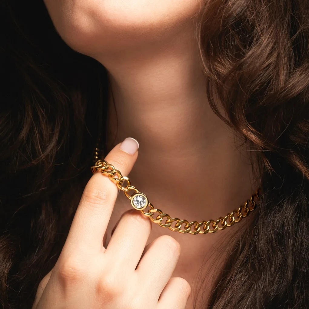 Κολιέ Γυναικείο LOTUS Style Jewellery από Χρυσό Ανοξείδωτο Ατσάλι με πέτρα Ζιργκόν LS2333-1/2 - 
