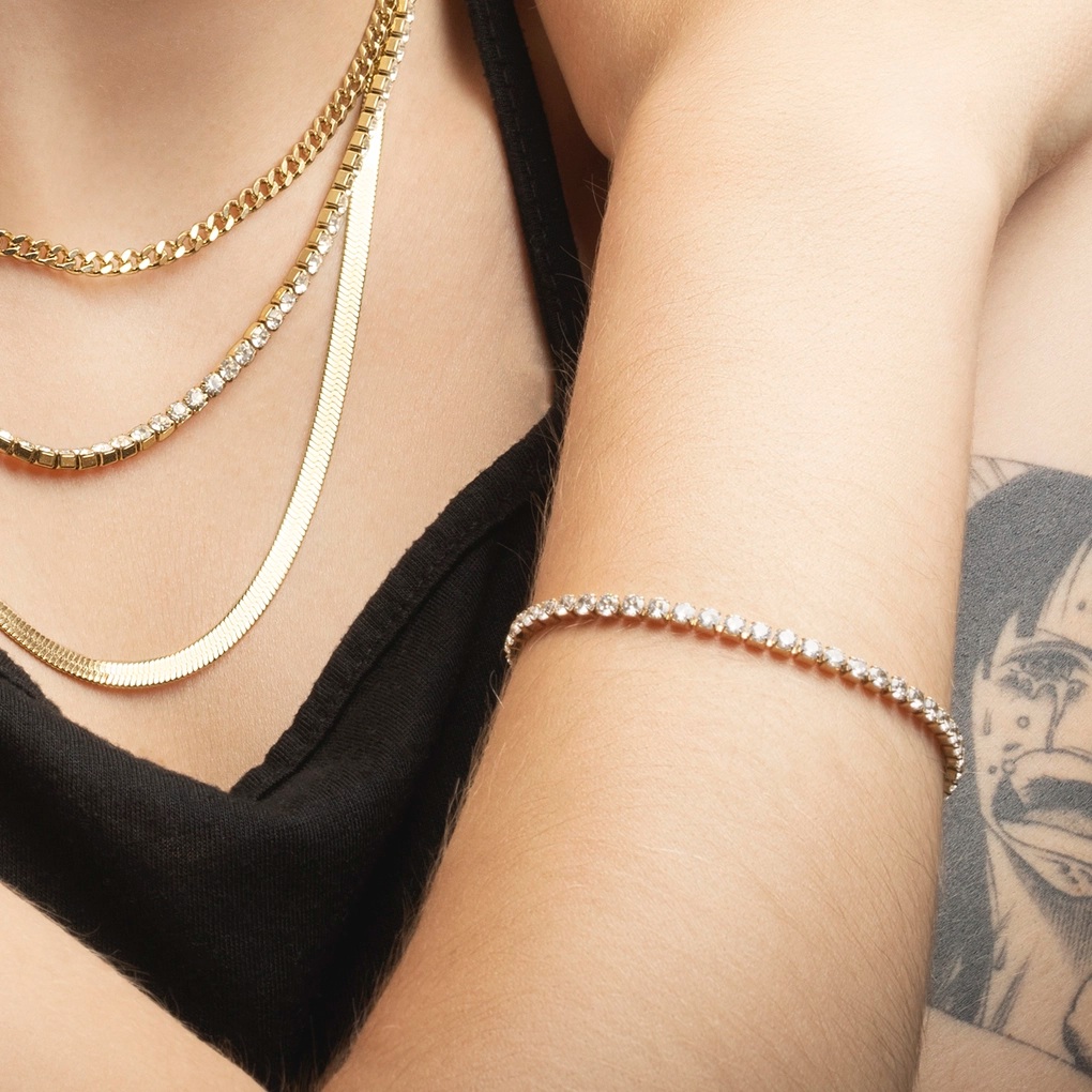 ΒΡΑΧΙΟΛΙ Ριβιέρα Style LOTUS Jewellery από Χρυσό  Ανοξείδωτο Ατσάλι με Πέτρες Ζιργκόν LS2341-2/2 - 