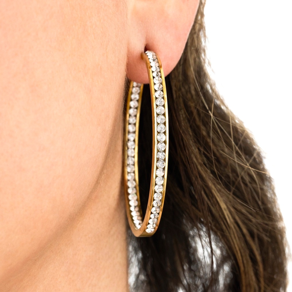 ΣΚΟΥΛΑΡΙΚΙΑ Κρίκοι LOTUS Style Jewellery από Επιχρυσωμένο Ανοξείδωτο Ατσάλι με Πέτρες Ζιργκόν LS2356-4/2 - 