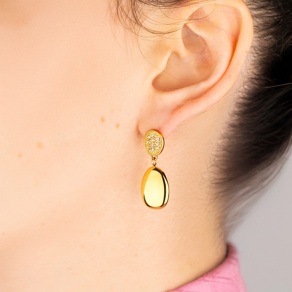 ΣΚΟΥΛΑΡΙΚΙΑ Style LOTUS Jewellery από Χρυσό Ανοξείδωτο Ατσάλι με Πέτρες Ζιργκόν LS2567-4/2  - 