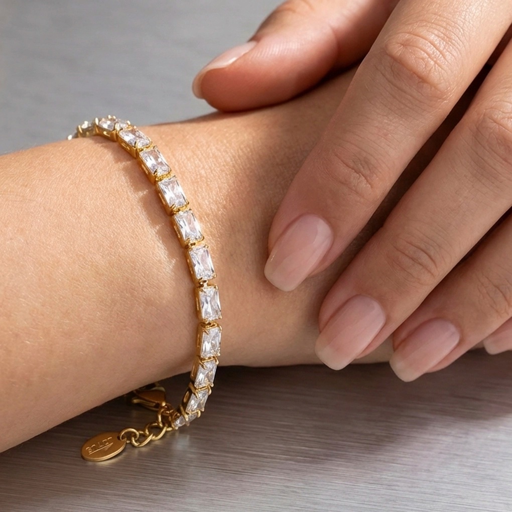 LOTUS Style Jewellery Bracelet Gold-Plated Stainless Steel with Zircon Stones LS2575-2/2 - 