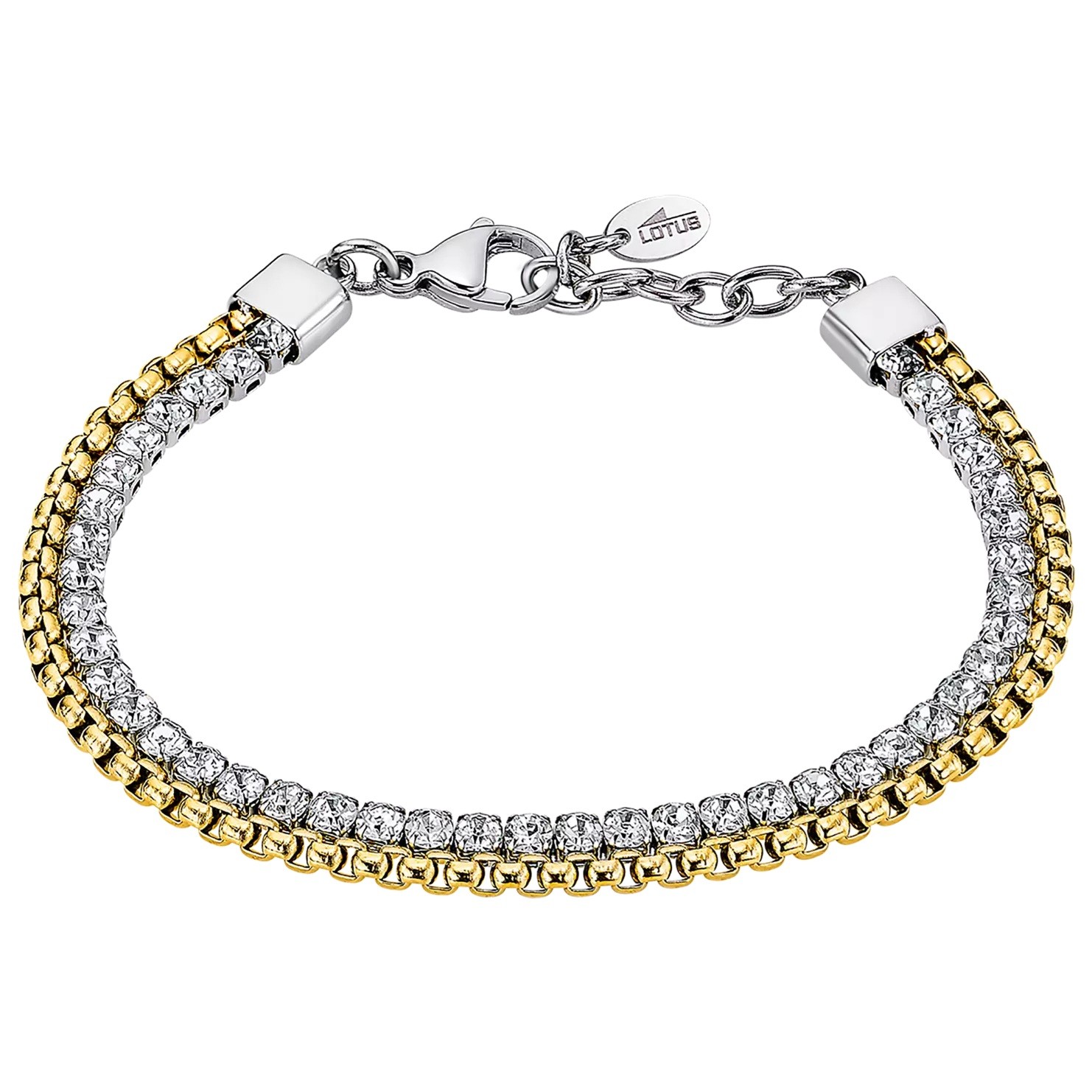 LOTUS Style Jewellery Bracelet Gold-Plated Stainless Steel with Zircon Stones LS2574-2/2 - 