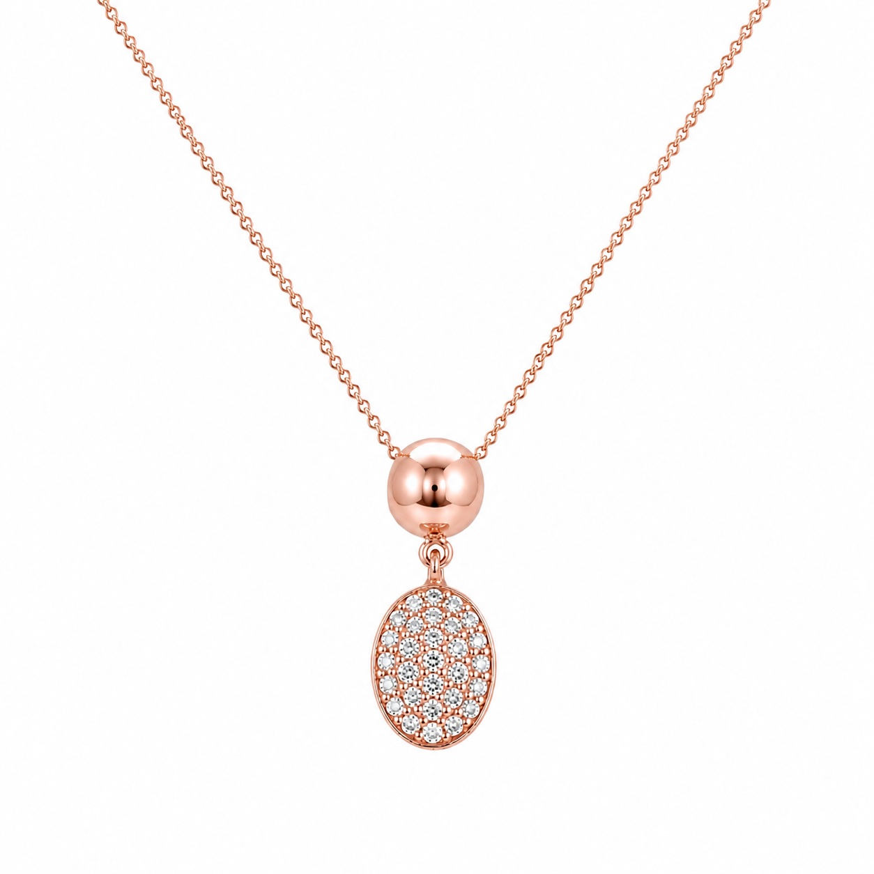 NECKLACE SENZIO Collection Rose Gold Κ14 with Zircon Stones M001780 - 