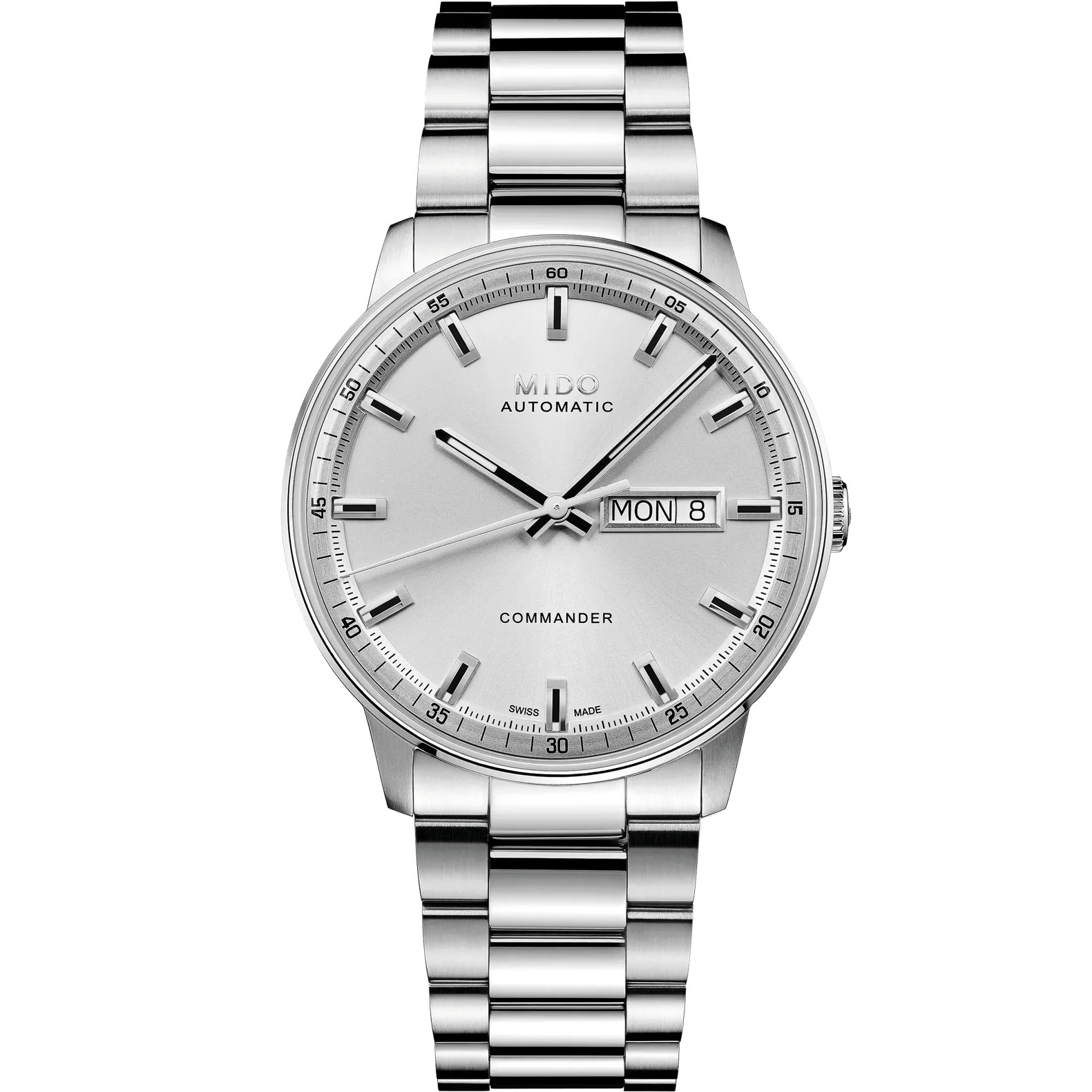 MIDO Commander Datoday Silver Sunray Dial 40mm Silver Stainless Steel Bracelet M021.430.11.031.00 - 