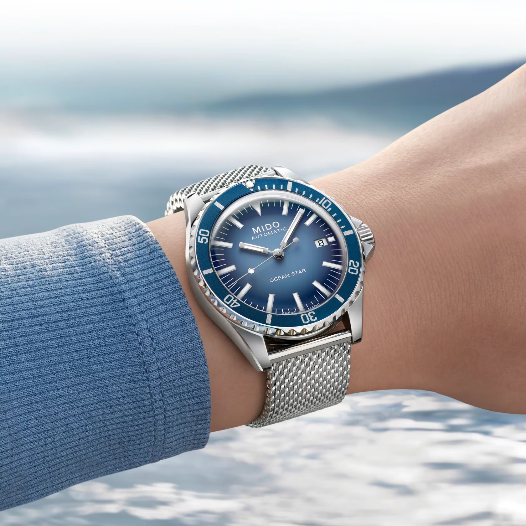 MIDO Ocean Star Tribute Special Edition Blue Gradient Dial Automatic 40.5mm Silver Stainless Steel Milanese Bracelet M026.807.11.041.01 - 
