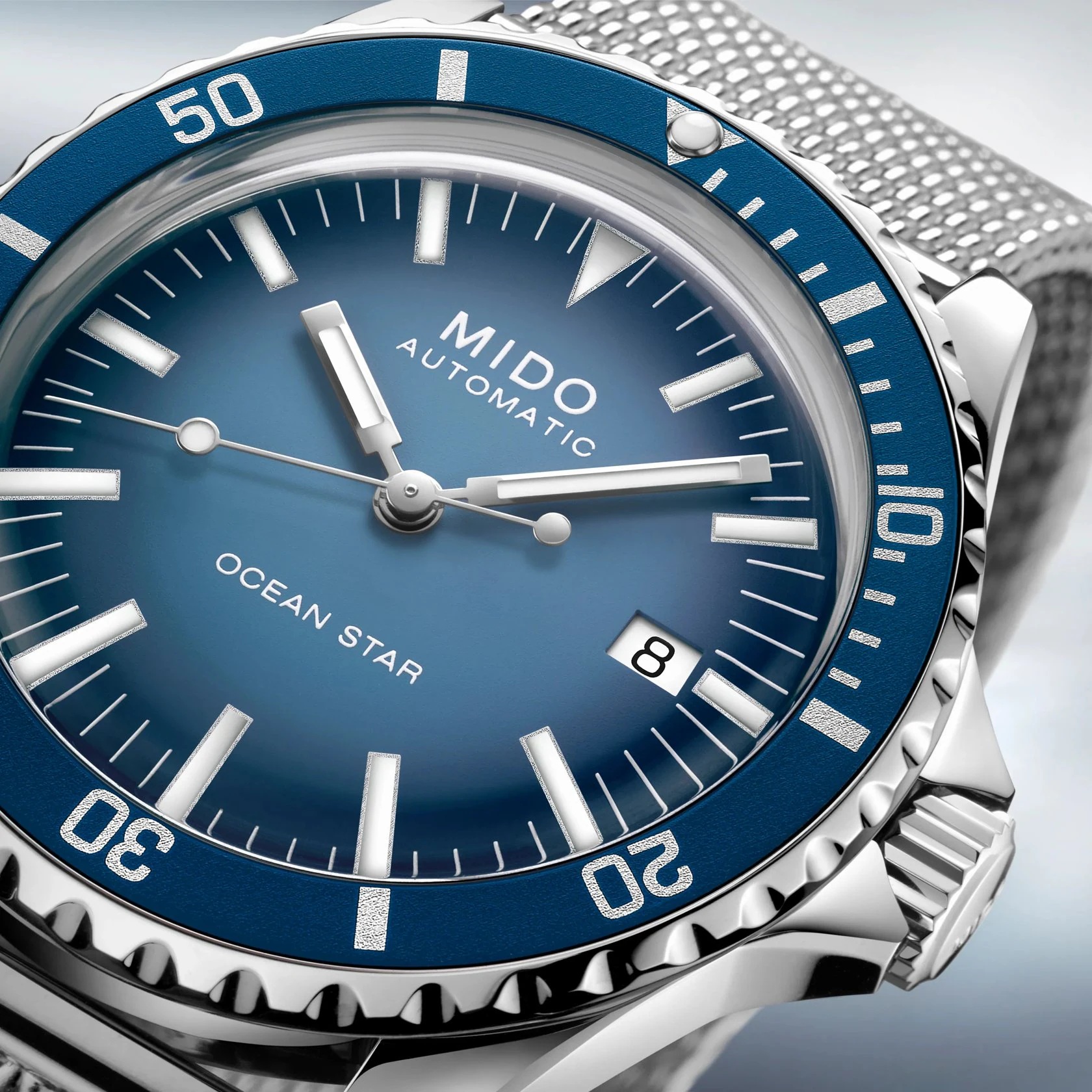 MIDO Ocean Star Tribute Special Edition Blue Gradient Dial Automatic 40.5mm Silver Stainless Steel Milanese Bracelet M026.807.11.041.01 - 7