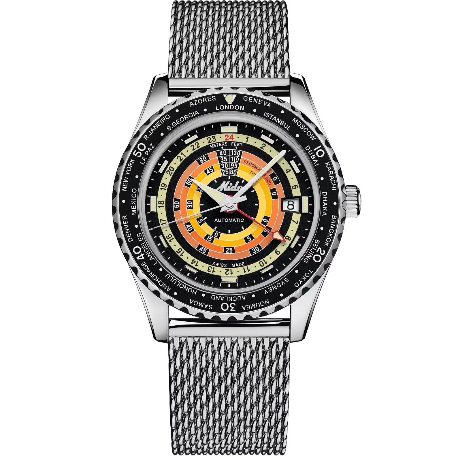 MIDO Ocean Star Decompression World Timer Black Automatic 40.5mm Silver Stainless Steel Mesh Bracelet M026.829.17.051.00 - 1