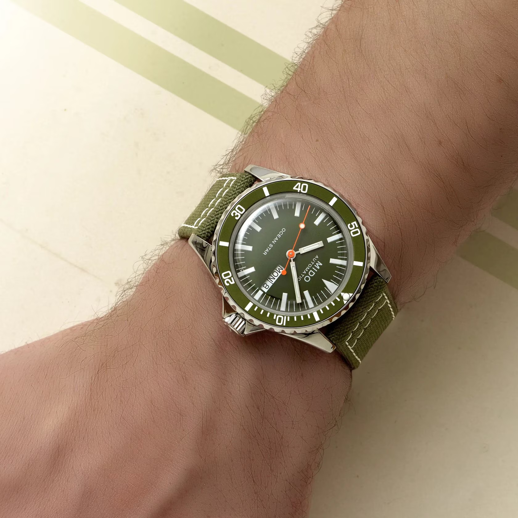 MIDO Ocean Star Tribute Green Dial Automatic 40.5mm Silver Stainless Steel Green Textile Strap M026.830.18.091.00 - 
