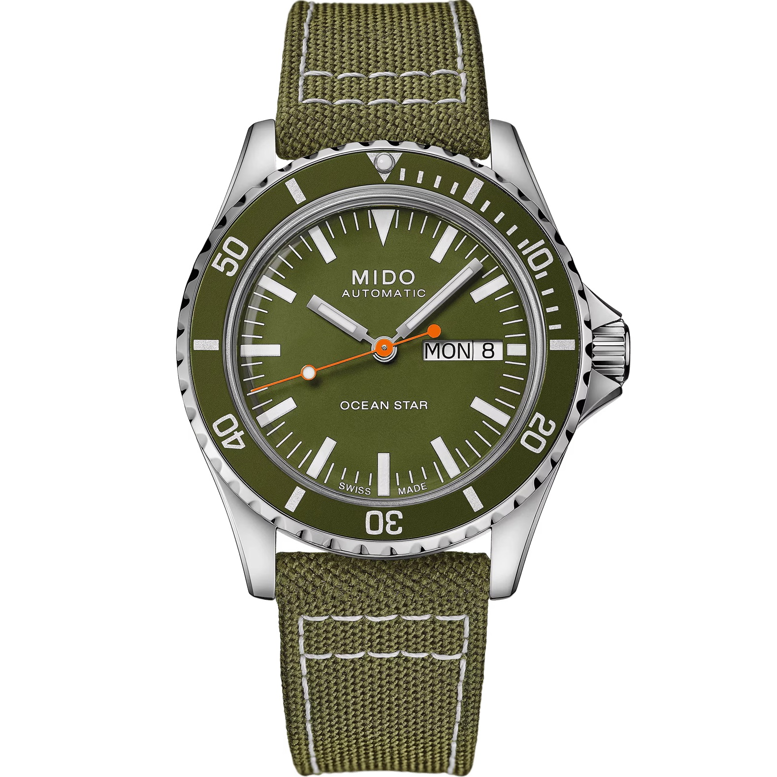 MIDO Ocean Star Tribute Green Dial Automatic 40.5mm Silver Stainless Steel Green Textile Strap M026.830.18.091.00 - 