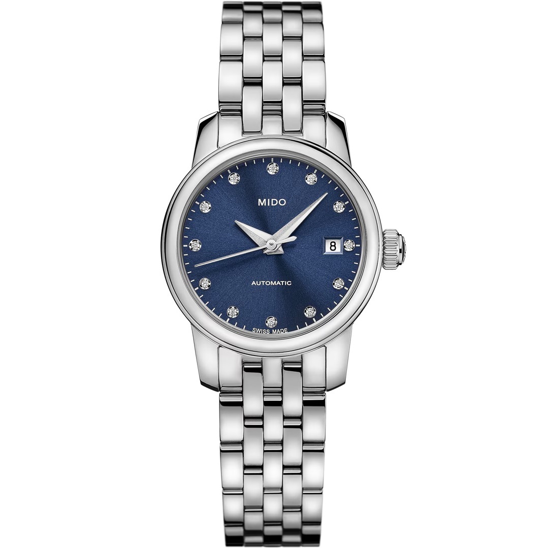 MIDO Mini Baroncelli Lady Automatic Blue Dial with Diamonds 25mm Silver Stainless Steel Bracelet M039.007.11.046.00 - 