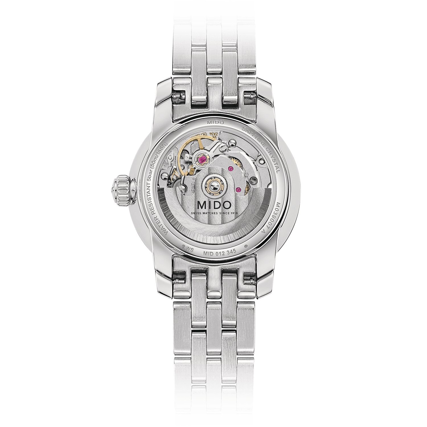 MIDO Mini Baroncelli Lady Automatic Rhodium Dial with Diamonds 25mm Silver Stainless Steel Bracelet M039.007.11.076.00 - 3