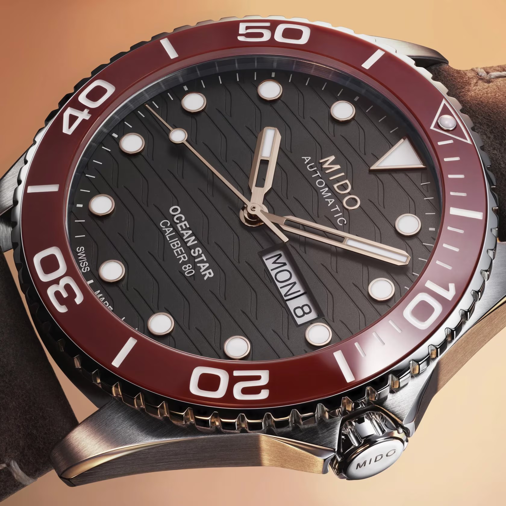 MIDO Ocean Star 200 Ceramic Automatic Black Dial 42.5mm Silver Stainless Steel Brown Leather Strap M042.430.16.051.00 - 5