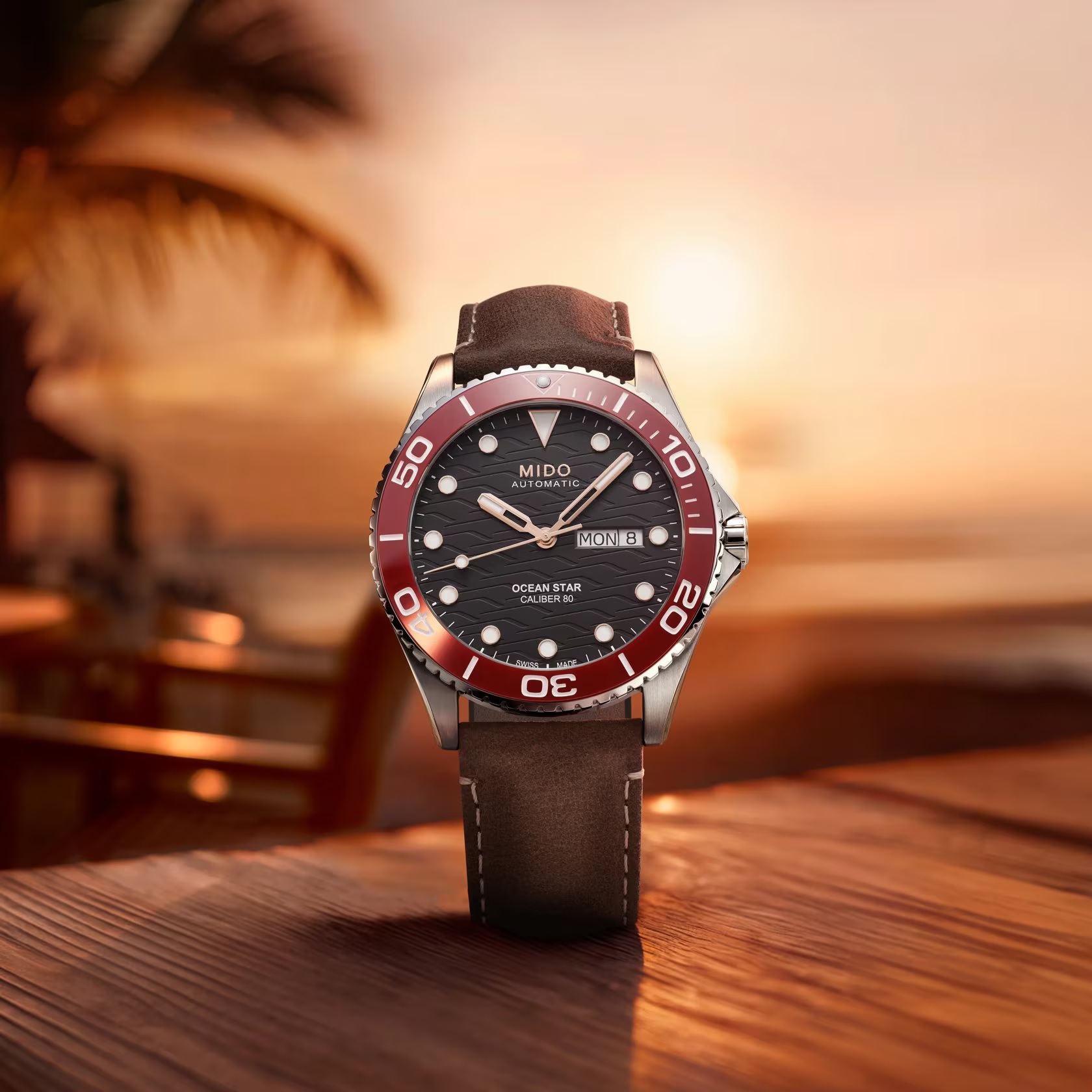 MIDO Ocean Star 200 Ceramic Automatic Black Dial 42.5mm Silver Stainless Steel Brown Leather Strap M042.430.16.051.00 - 6