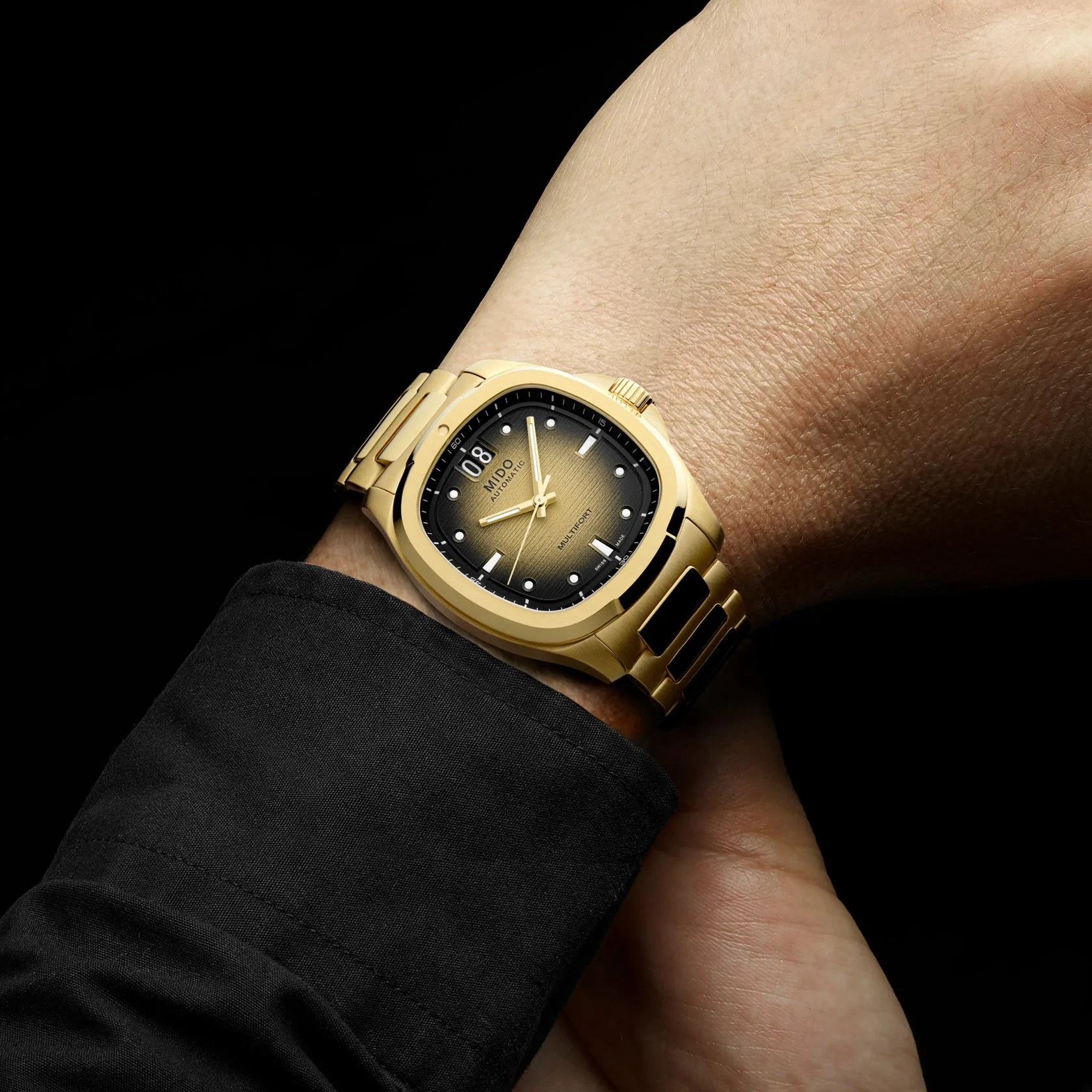 MIDO Multifort TV Big Date Special Edition Champagne Gradient Dial Automatic 40.00 x 39.20mm Gold Stainless Steel Bracelet M049.526.33.021.00 - 