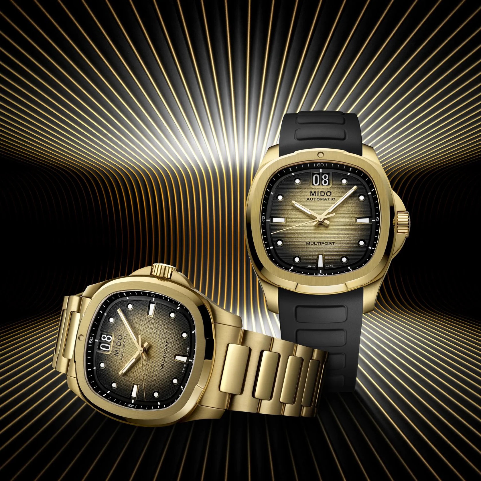 MIDO Multifort TV Big Date Special Edition Champagne Gradient Dial Automatic 40.00 x 39.20mm Gold Stainless Steel Bracelet M049.526.33.021.00 - 7