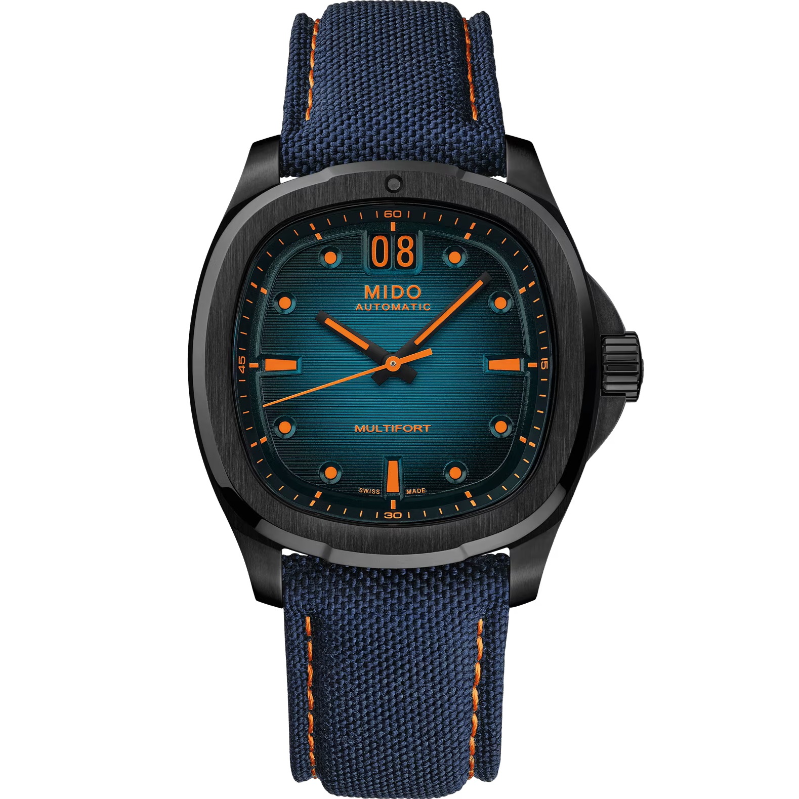 MIDO Multifort TV Big Date Blue Gradient Dial Automatic 40.00 x 39.20mm Black Stainless Steel Blue Synthetic Fabric Strap M049.526.37.041.00 - 