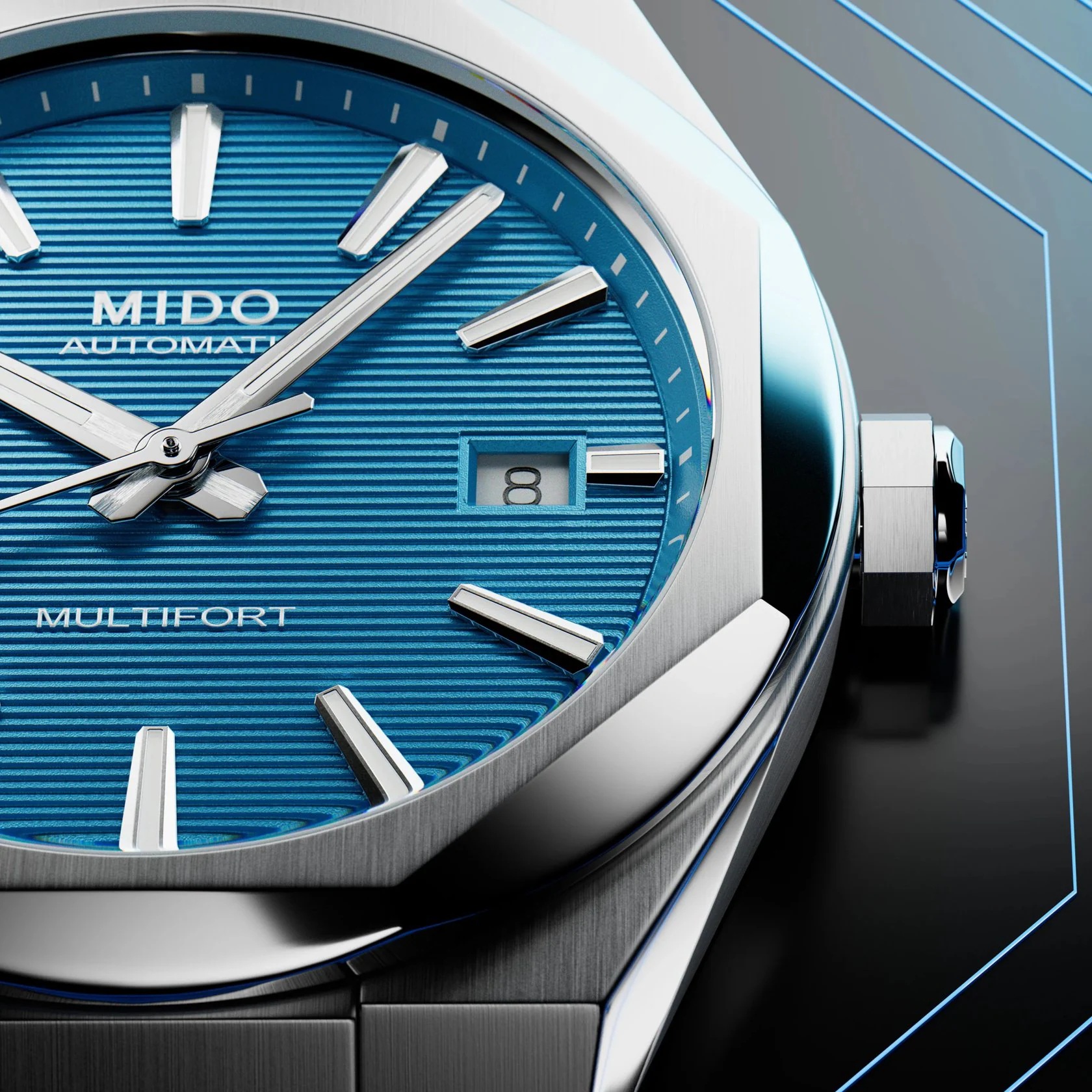 MIDO Multifort 8 One Crown Blue Dial 38.4 x 40mm Silver Stainless Steel Bracelet M055.507.11.041.00 - 5
