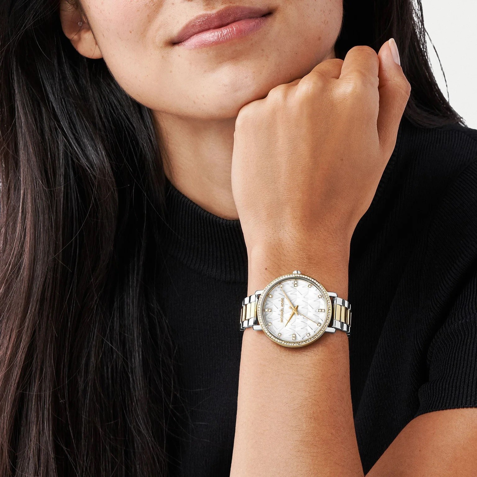 MICHAEL KORS Pyper Crystals White Dial 38mm Two Tone Gold Metal Bracelet MK4918 - 5