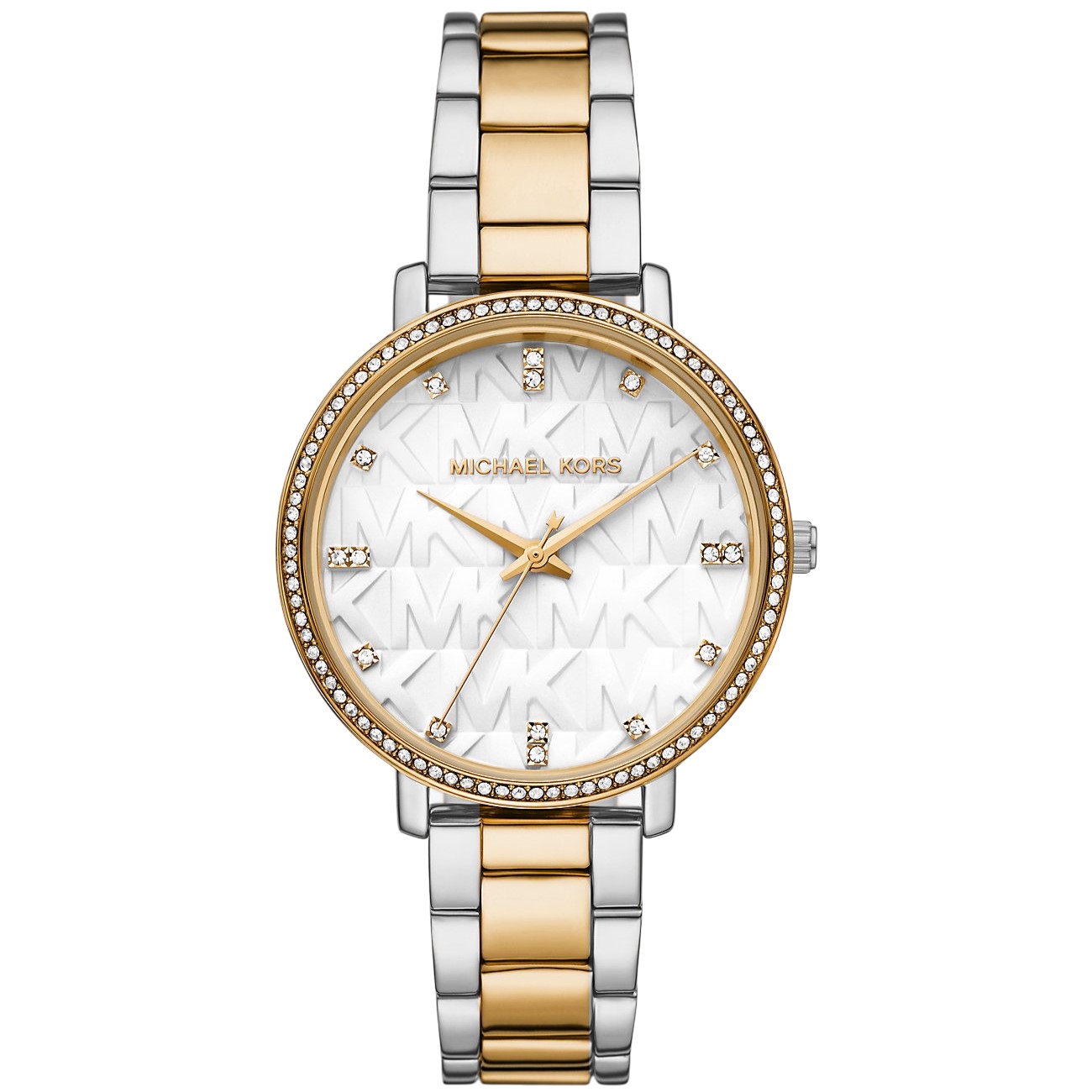 MICHAEL KORS Pyper Crystals White Dial 38mm Two Tone Gold Metal Bracelet MK4918 - 