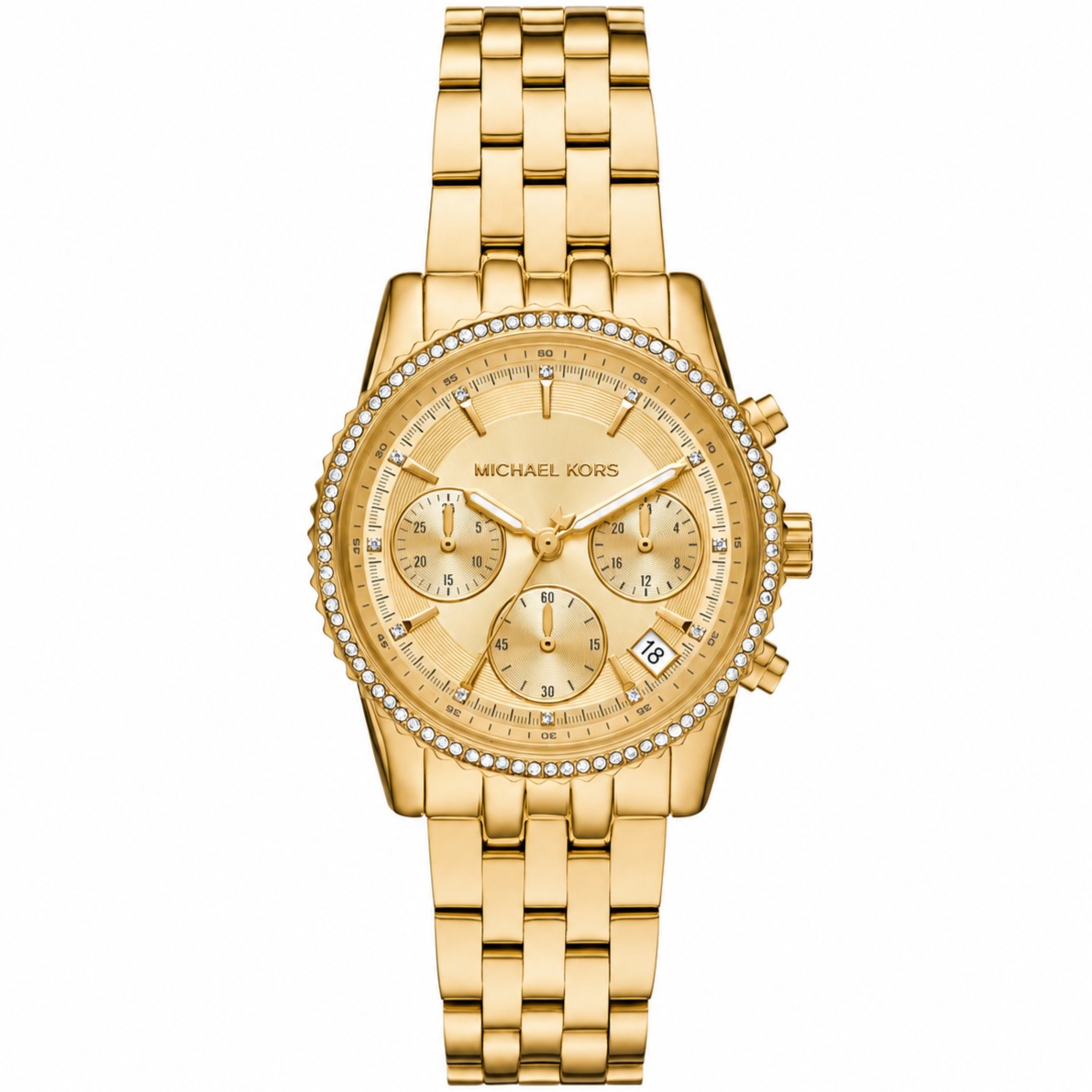 MICHAEL KORS Ritz Crystals Gold Dial Chronograph 35mm Gold Stainless Steel Bracelet MK7530 - 