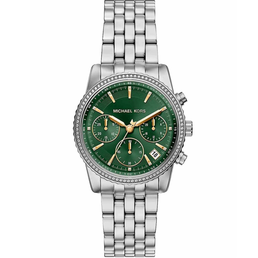 MICHAEL KORS Bryant Chronograph Green Dial 35mm Silver Stainless Steel Bracelet MK7583 - 