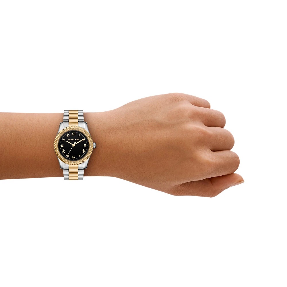 MICHAEL KORS Lexington Black Dial 33mm Two Tone Gold Stainless Steel Bracelet MK7625 - 