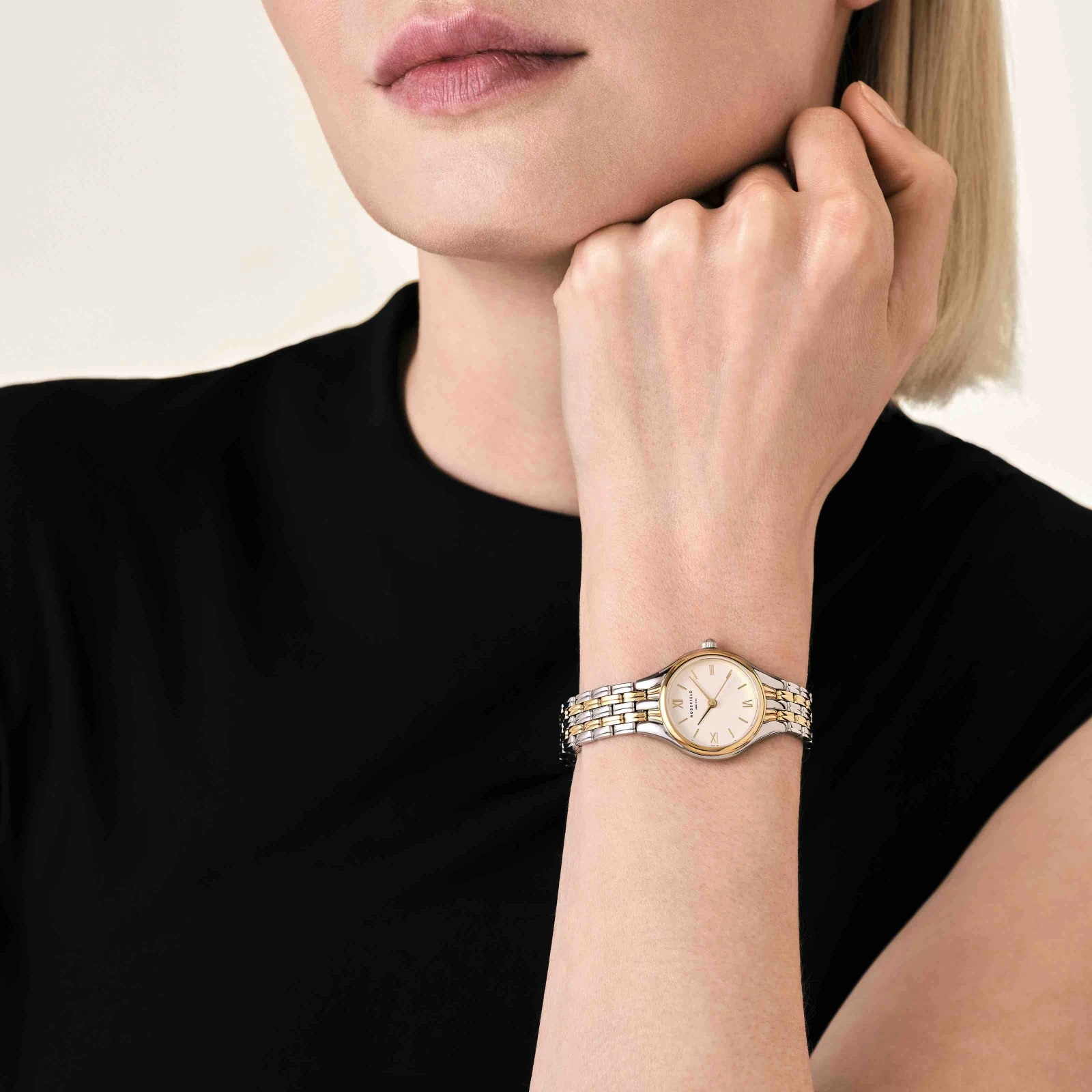 ROSEFIELD Muse White Dial 23.5mm Two-Tone Gold Stainless Steel Bracelet MUWDSD-MU03 - 