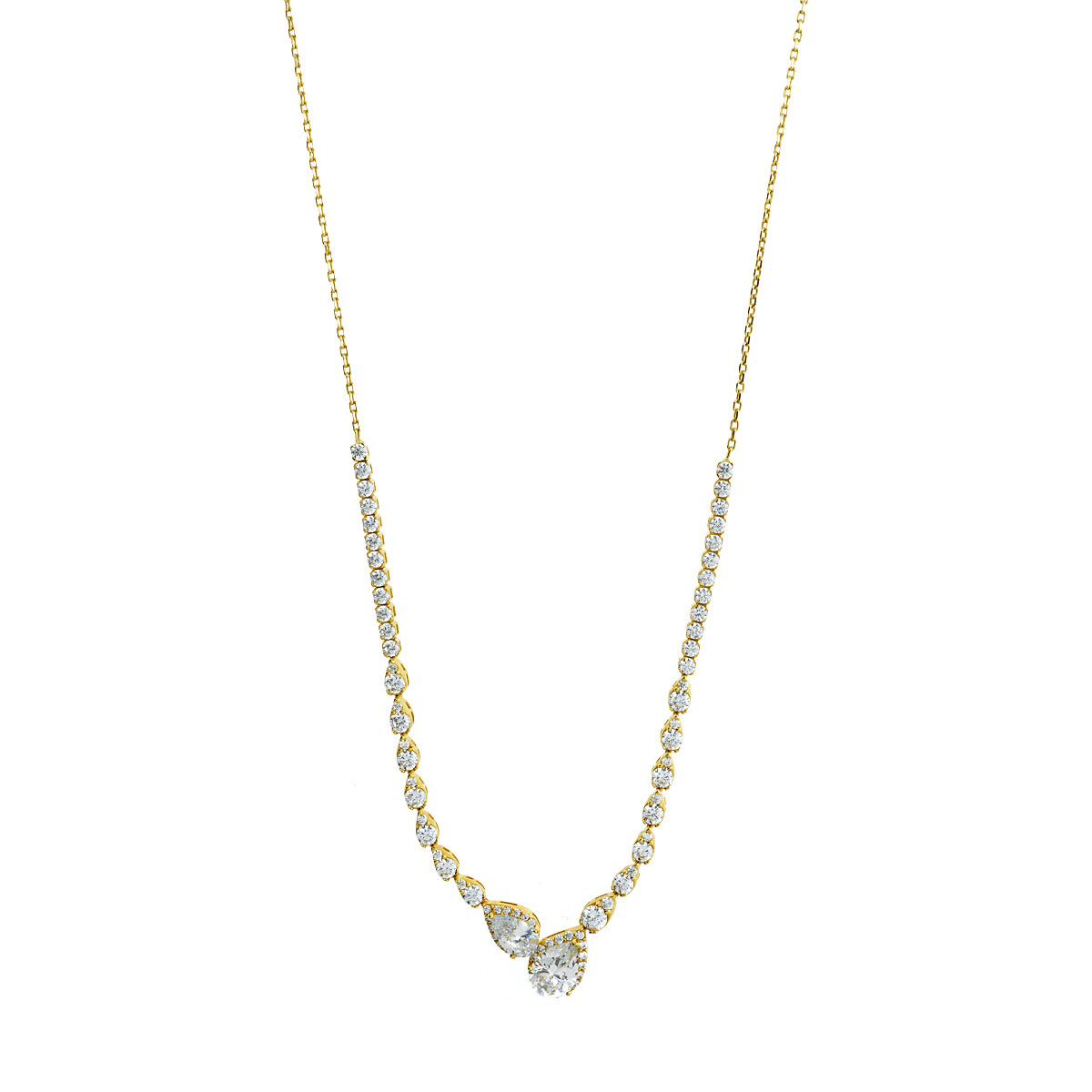 NECKLACE SENZIO Collection K9 Yellow Gold with Zircon Stones 3MAN.201N - 