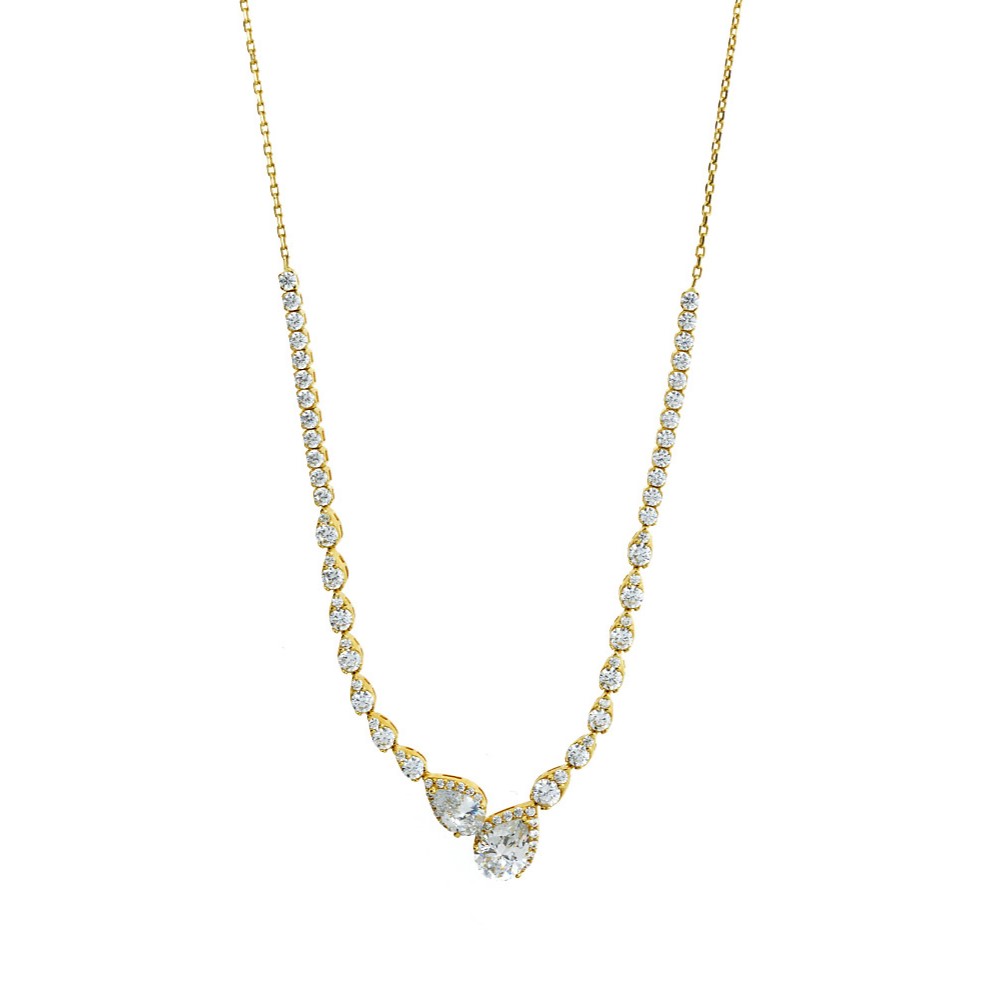 NECKLACE SENZIO Collection K9 Yellow Gold with Zircon Stones 3MAN.201N - 