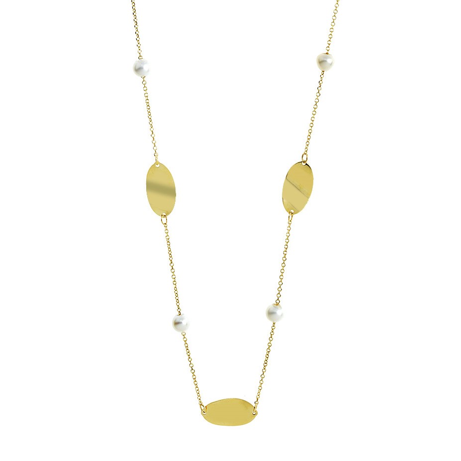 ΚΟΛΙΕ SENZIO Collection Κίτρινο Χρυσό Κ9 με Μαργαριτάρια 3MAN.214N - 