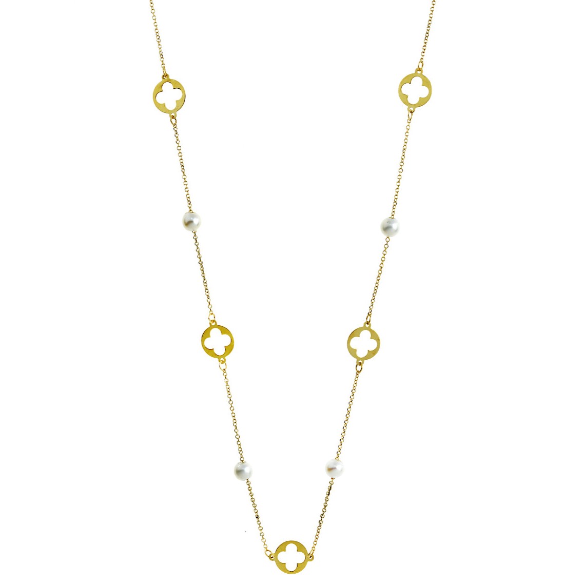 ΚΟΛΙΕ SENZIO Collection Κίτρινο Χρυσό Κ9 με Μαργαριτάρια 3MAN.208N - 