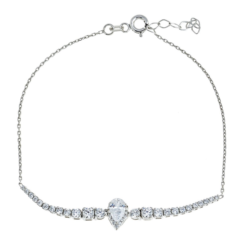 ΒΡΑΧΙΟΛΙ Ριβιέρα Ροζέτα SENZIO Κ9 Λευκό Χρυσό με Πέτρες Ζιργκόν 3MAN.202BRW -