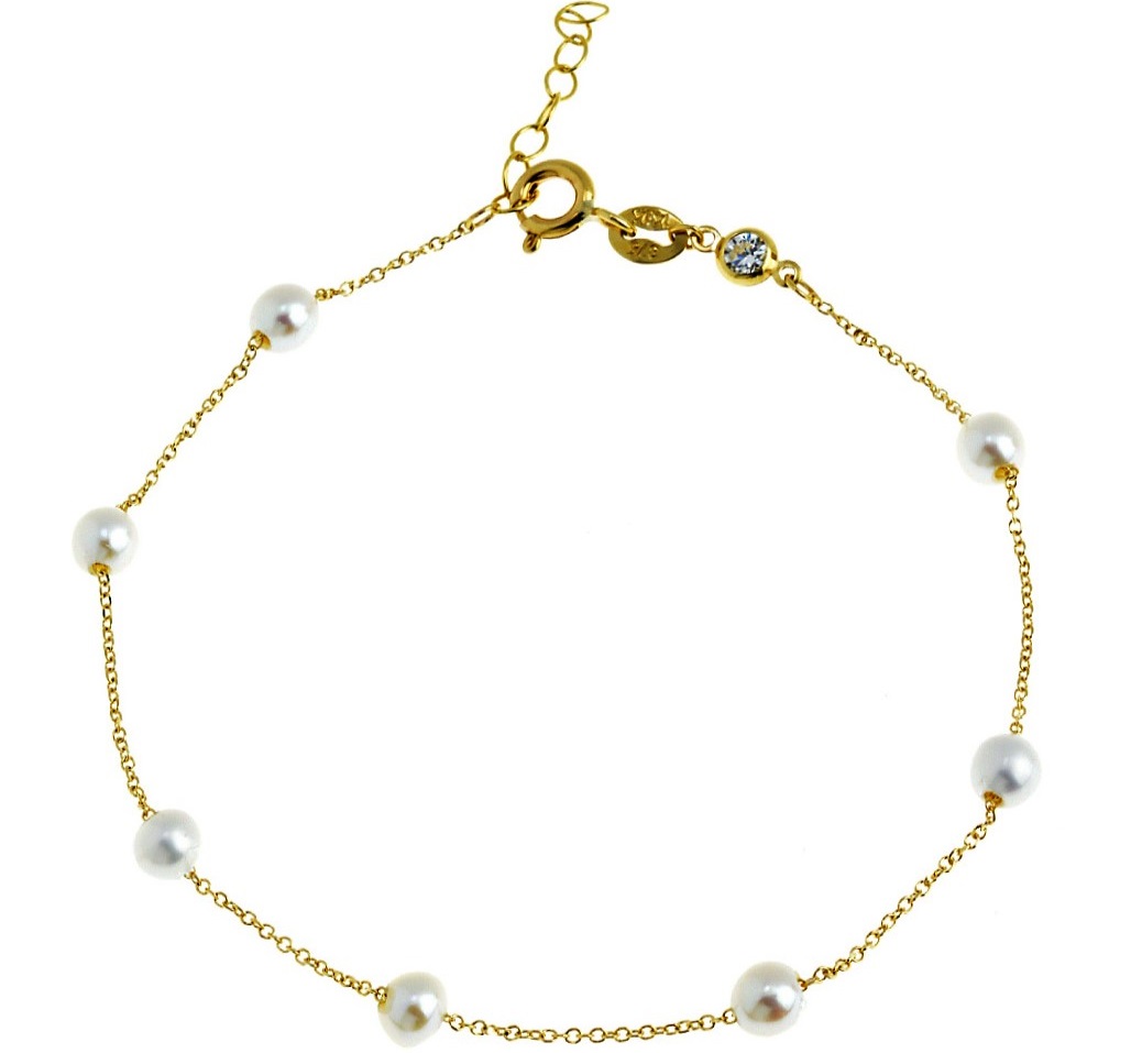 ΒΡΑΧΙΟΛΙ SENZIO Collection Κ9 Κίτρινο Χρυσό με Μαργαριτάρια 3MAN.204BR - 