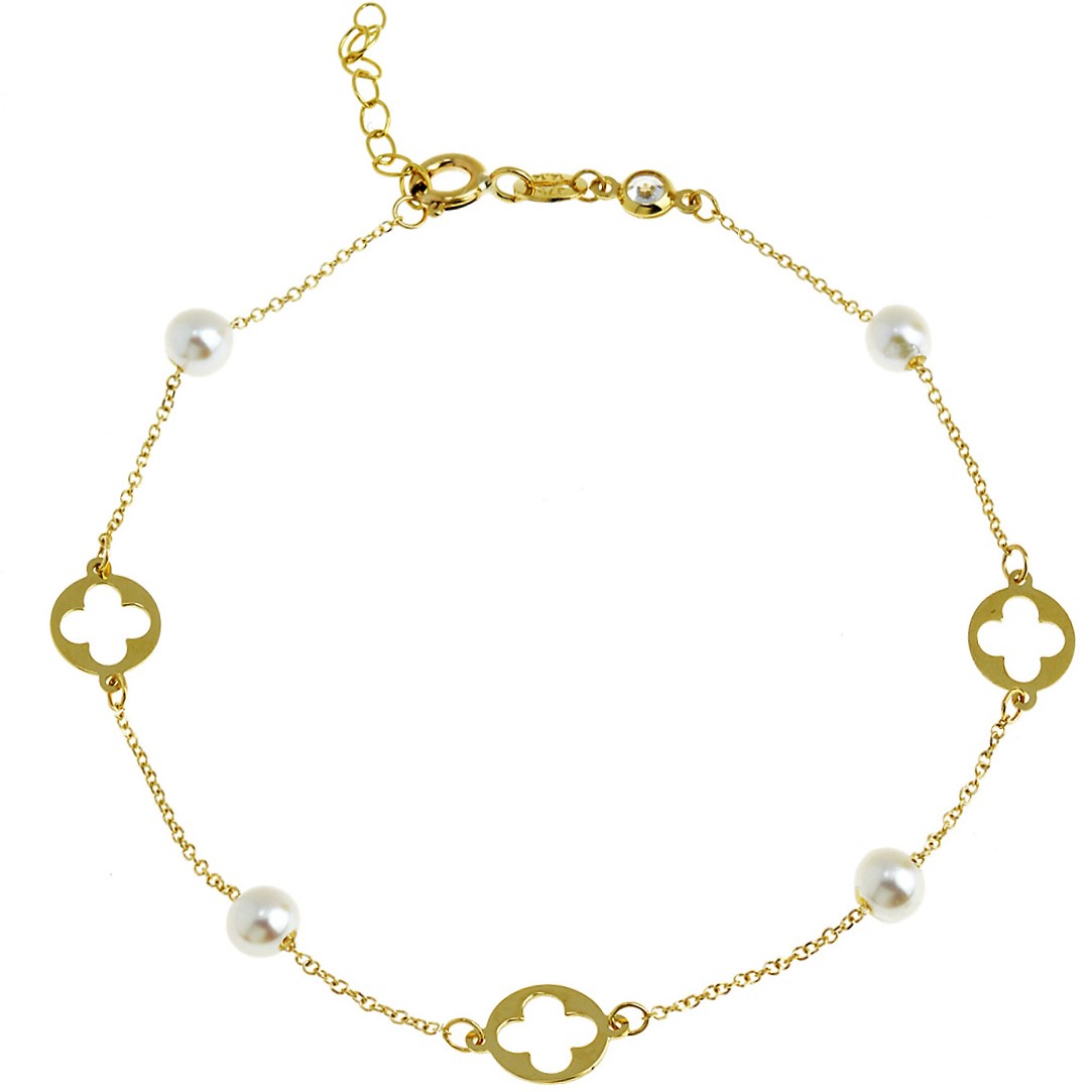 ΒΡΑΧΙΟΛΙ SENZIO Collection Κ9 Κίτρινο Χρυσό με Μαργαριτάρια 3MAN.208BR -