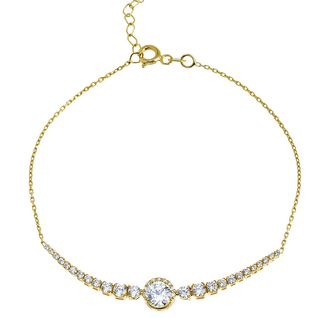 ΒΡΑΧΙΟΛΙ SENZIO Collection K9 Κίτρινο Χρυσό με Πέτρες Ζιργκόν 3MAN.222BR - 