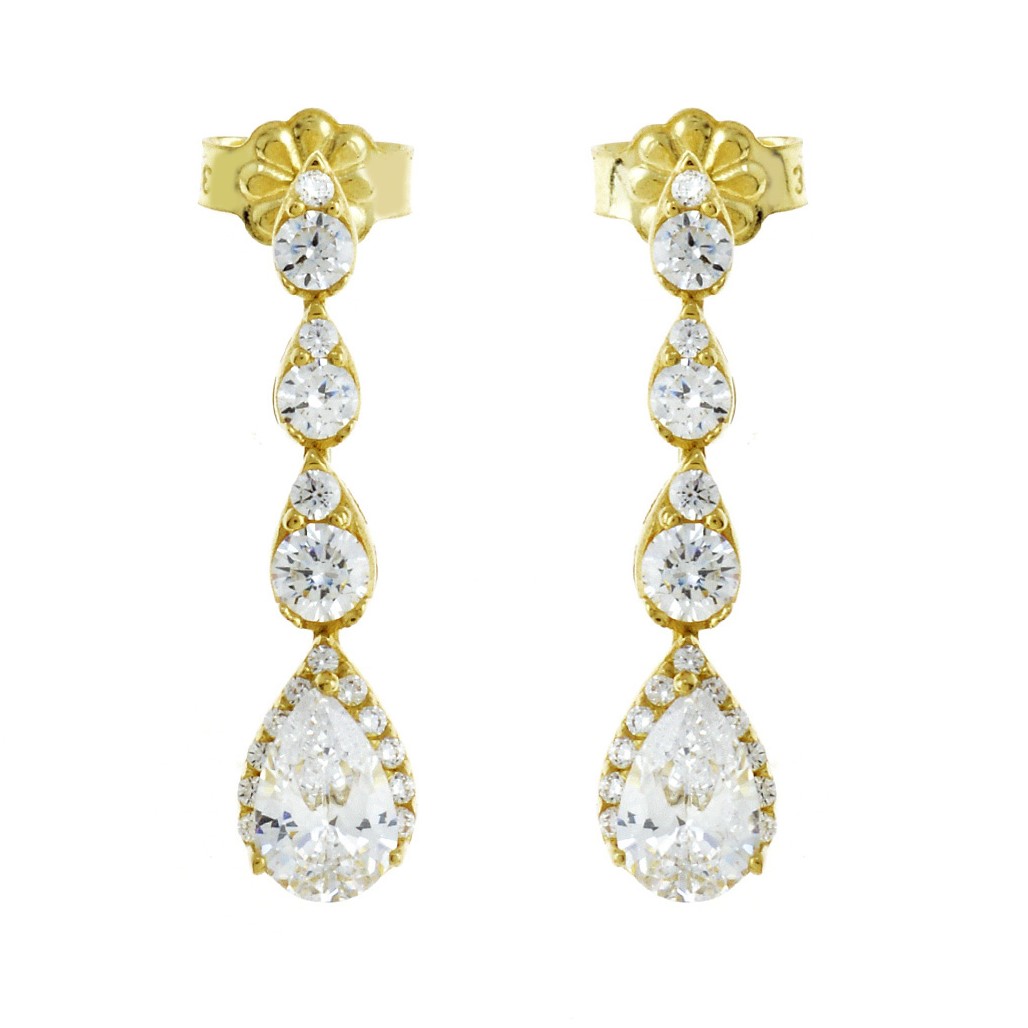 ΣΚΟΥΛΑΡΙΚΙΑ Κρεμαστά Ροζέτες SENZIO Collection Κίτρινο Χρυσό Κ9 με Πέτρες Ζιργκόν 3MAN.226SKY - 