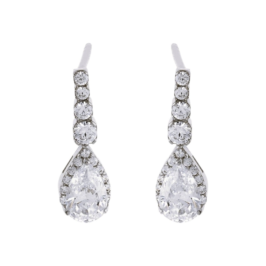 ΣΚΟΥΛΑΡΙΚΙΑ Κρεμαστά Ροζέτες SENZIO Collection Λευκό Χρυσό Κ9 με Πέτρες Ζιργκόν 3MAN.227SKW - 