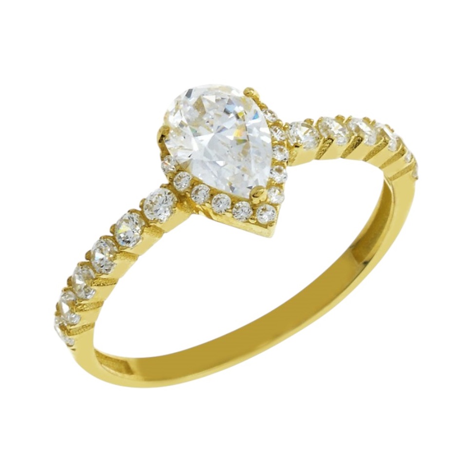 ΔΑΧΤΥΛΙΔΙ Ροζέτα SENZIO Collection Κίτρινο Χρυσό Κ9 με Πέτρες Ζιργκόν 3MAN.228R