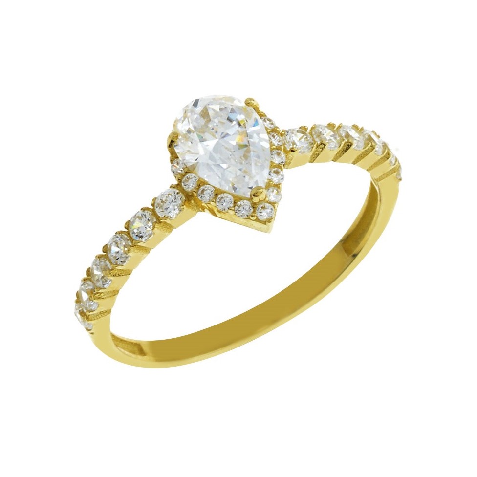 ΔΑΧΤΥΛΙΔΙ Ροζέτα SENZIO Collection Κίτρινο Χρυσό Κ9 με Πέτρες Ζιργκόν 3MAN.228R - 