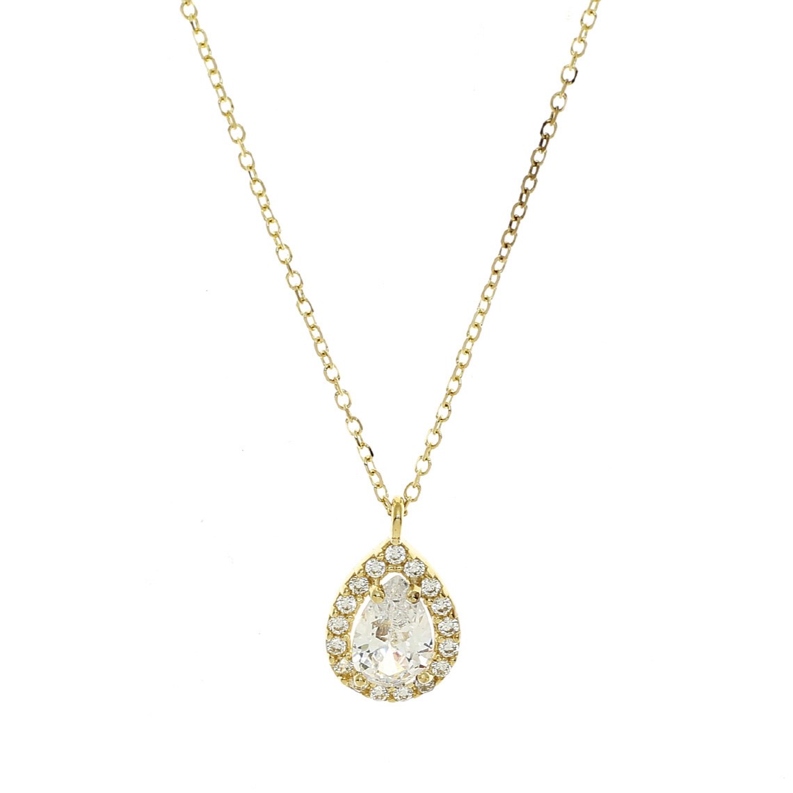 ΚΟΛΙΕ Ροζέτα SENZIO Collection Κίτρινο Χρυσό K9 με Πέτρες Ζιργκόν 3MAN.265B - 