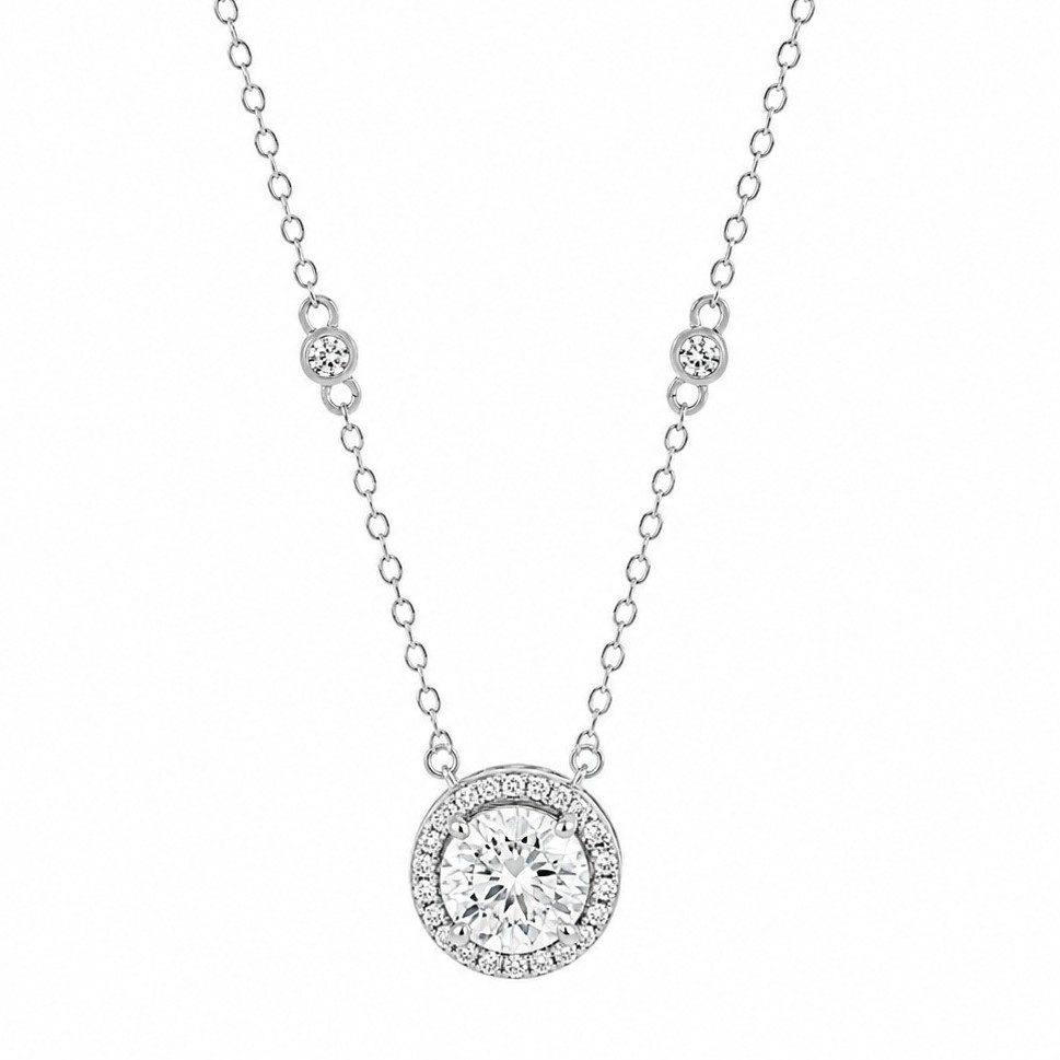 JOOLS Rosette NECKLACE from 925° Silver with Moissanite Diamond and Synthetic Stones N.N12343 - 