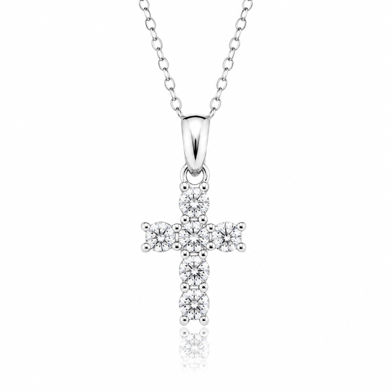 JOOLS CROSS with Chain from 925° Silver with Moissanite Diamond N.NYN-003 - 