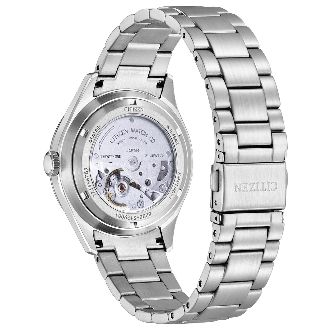 CITIZEN Crystal Seven Automatic Green Dial 40.2mm Silver Stainless Steel Bracelet NH8391-51XC - 