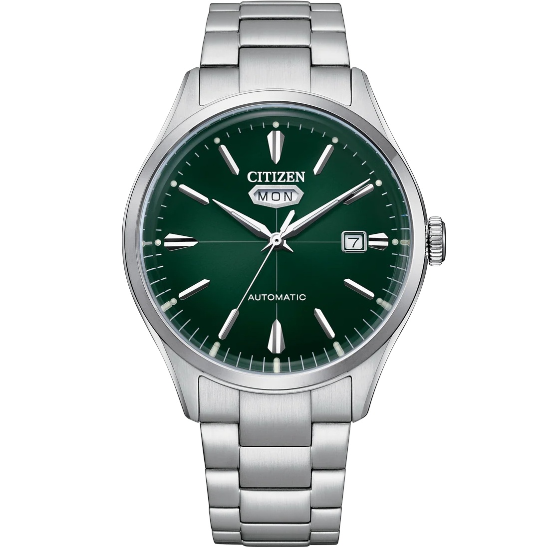 CITIZEN Crystal Seven Automatic Green Dial 40.2mm Silver Stainless Steel Bracelet NH8391-51XC - 