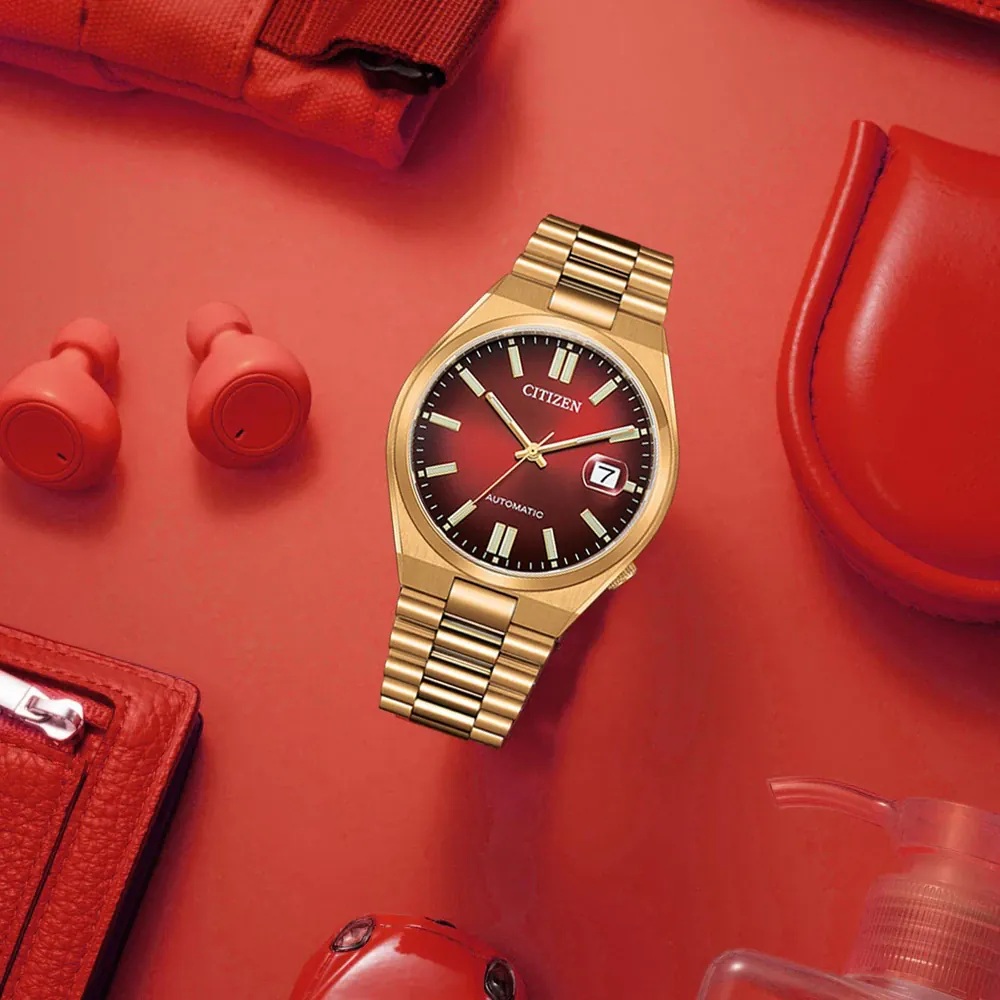 CITIZEN Tsuyosa Collection Automatic Red Dial 40mm Gold Stainless Steel Bracelet NJ0153-82X - 5