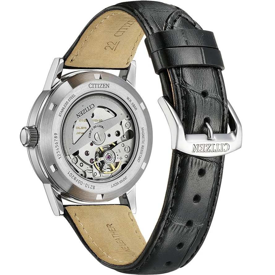 CITIZEN Dress Collection Automatic Black Dial 40mm Silver Stainless Steel Black Leather Strap NJ0210-05E - 3