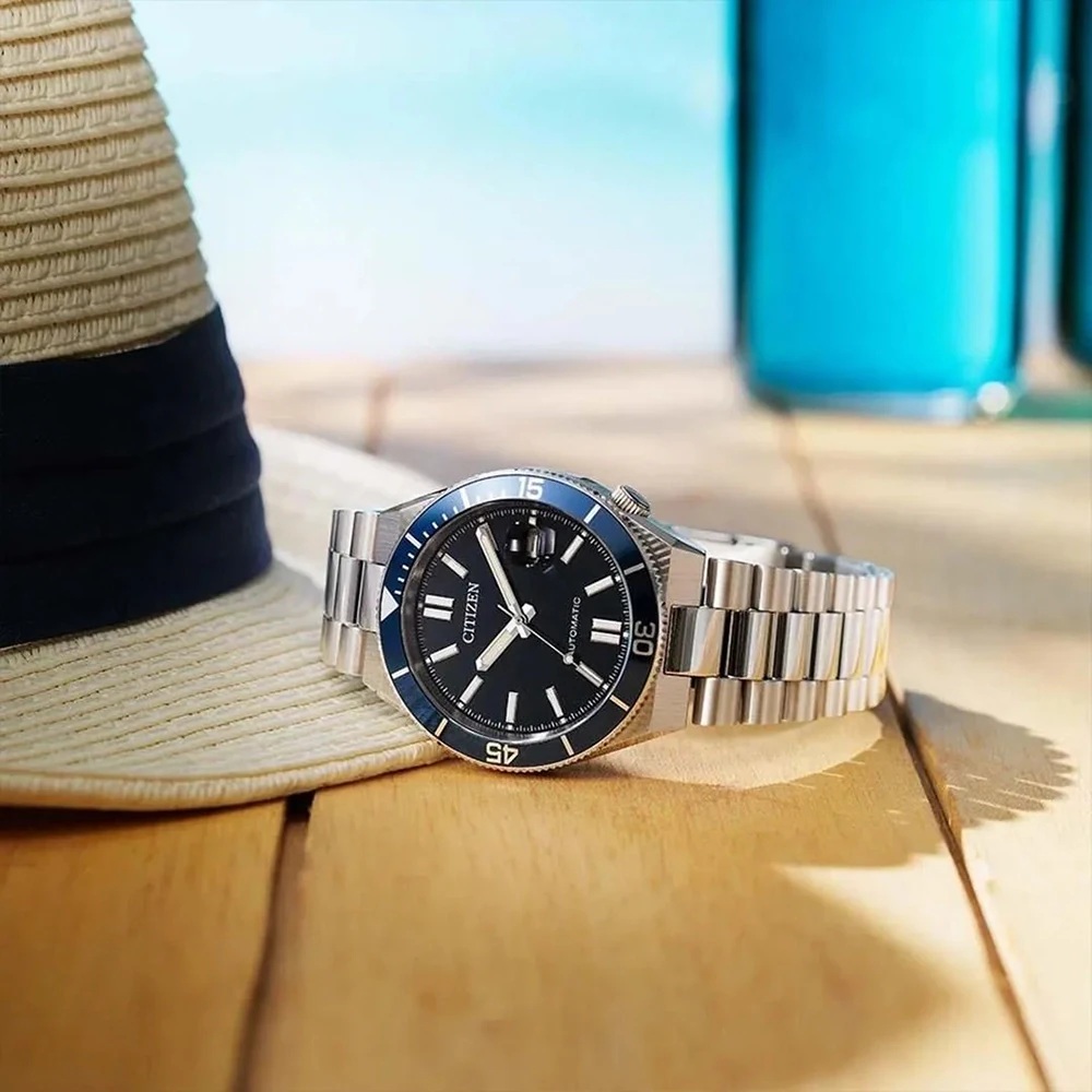 CITIZEN Tsuyosa Shore Collection Automatic Blue Dial 40mm Silver Stainless Steel Bracelet NJ0230-59L - 7