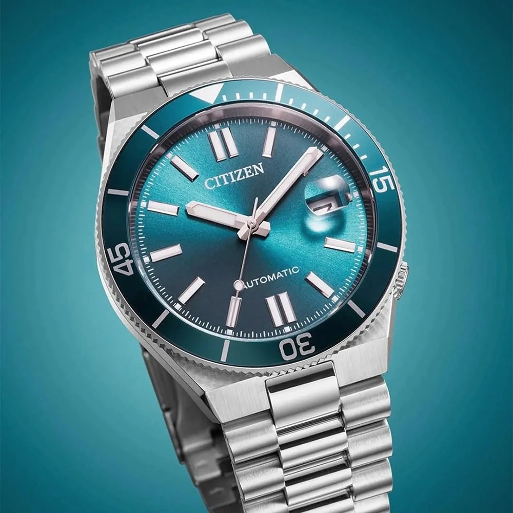 CITIZEN Tsuyosa Shore Collection Automatic Petrol Dial 40mm Silver Stainless Steel Bracelet NJ0231-56L - 6