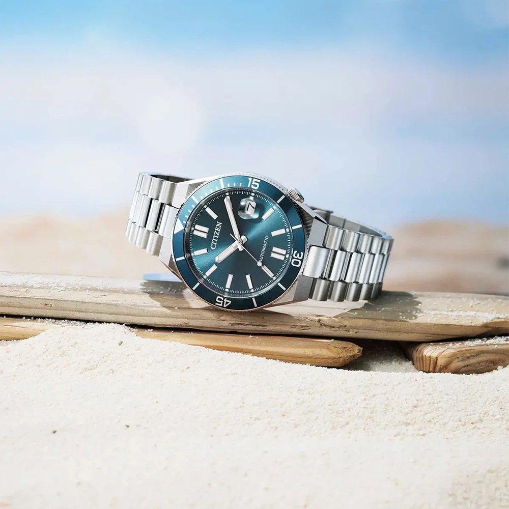 CITIZEN Tsuyosa Shore Collection Automatic Petrol Dial 40mm Silver Stainless Steel Bracelet NJ0231-56L - 7