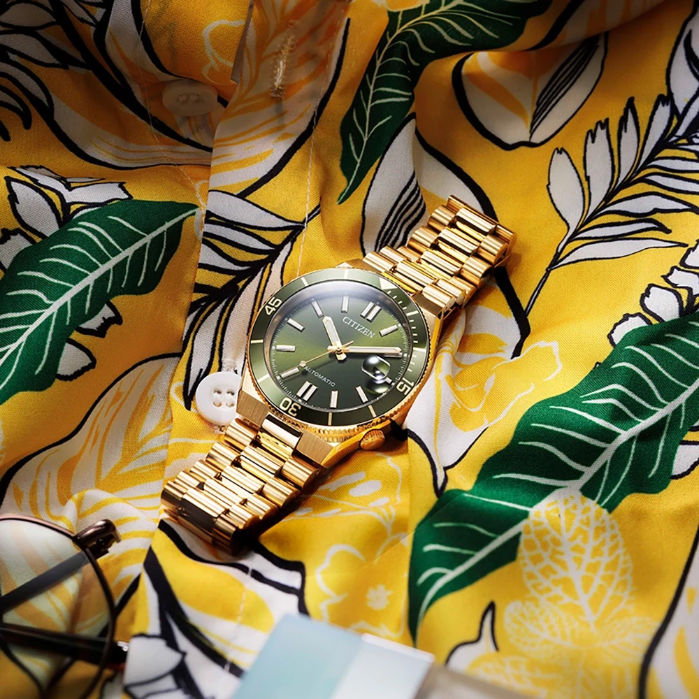 CITIZEN Tsuyosa Shore Collection Automatic Green Dial 40mm Gold Stainless Steel Bracelet NJ0232-53X - 7